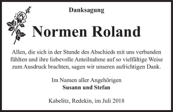 Traueranzeige von Normen Roland  von Magdeburger Volksstimme