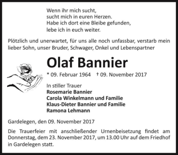Traueranzeige von Olaf Bannier  von Magdeburger Volksstimme
