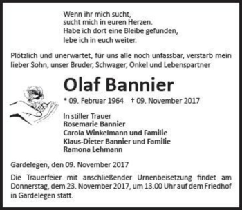 Traueranzeige von Olaf Bannier  von Magdeburger Volksstimme