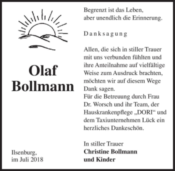 Traueranzeige von Olaf Bollmann  von Magdeburger Volksstimme