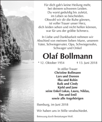 Traueranzeige von Olaf Bollmann  von Magdeburger Volksstimme
