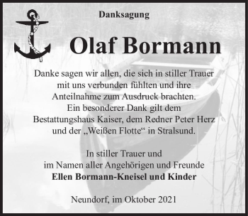 Traueranzeige von Olaf Bormann  von Magdeburger Volksstimme