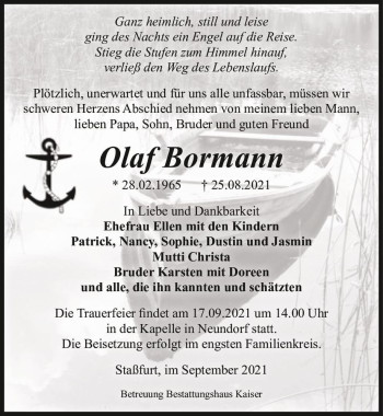 Traueranzeige von Olaf Bormann  von Magdeburger Volksstimme