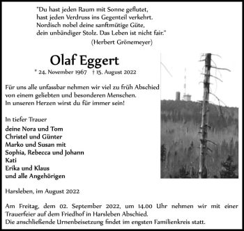 Traueranzeige von Olaf Eggert  von Magdeburger Volksstimme