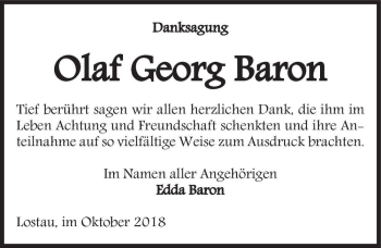 Traueranzeige von Olaf Georg Baron  von Magdeburger Volksstimme