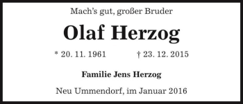 Traueranzeige von Olaf Herzog  von Magdeburger Volksstimme