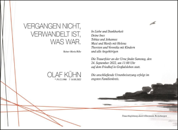 Traueranzeige von Olaf Kühn  von Magdeburger Volksstimme