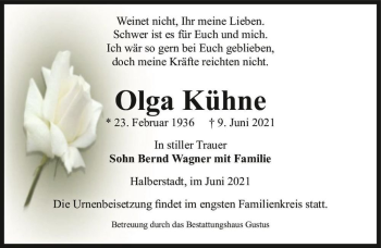 Traueranzeige von Olaf Kühne  von Magdeburger Volksstimme