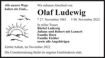 Traueranzeige von Olaf Ludewig  von Magdeburger Volksstimme