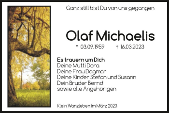 Traueranzeige von Olaf Michaelis  von Magdeburger Volksstimme