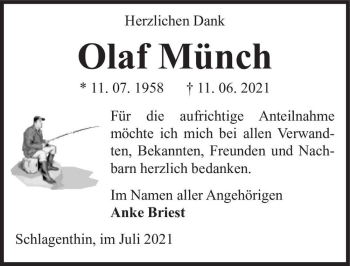Traueranzeige von Olaf Münch  von Magdeburger Volksstimme
