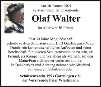Traueranzeige von Olaf Walter  von Magdeburger Volksstimme