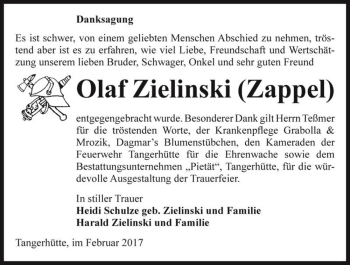 Traueranzeige von Olaf Zielinski 