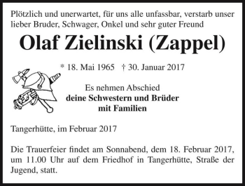 Traueranzeige von Olaf Zielinski 
