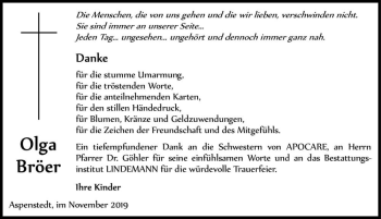 Traueranzeige von Olga Bröer  von Magdeburger Volksstimme
