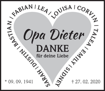 Traueranzeige von Opa Dieter  von Magdeburger Volksstimme