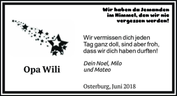 Traueranzeige von Opa Wili  von Magdeburger Volksstimme