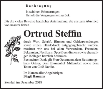 Traueranzeige von Ortrud Steffin  von Magdeburger Volksstimme