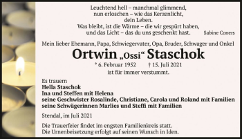 Traueranzeige von Ortwin 