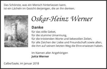 Traueranzeige von Oskar-Heinz Werner  von Magdeburger Volksstimme
