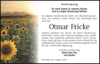 Traueranzeige von Otmar Fricke  von Magdeburger Volksstimme