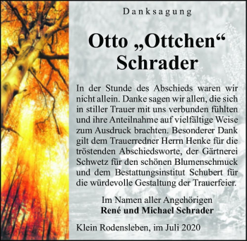 Traueranzeige von Otto 