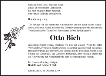Traueranzeige von Otto Bich  von Magdeburger Volksstimme