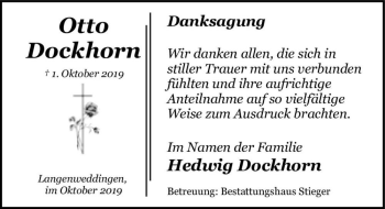 Traueranzeige von Otto Dockhorn  von Magdeburger Volksstimme