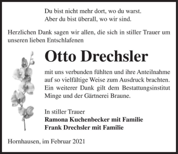 Traueranzeige von Otto Drechsler  von Magdeburger Volksstimme