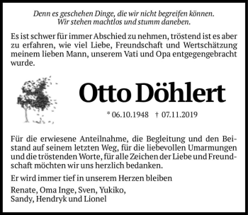Traueranzeige von Otto Döhlert  von Magdeburger Volksstimme
