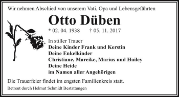 Traueranzeige von Otto Düben  von Magdeburger Volksstimme