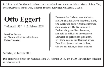 Traueranzeige von Otto Eggert  von Magdeburger Volksstimme