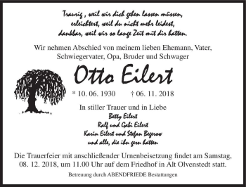 Traueranzeige von Otto Eilert  von Magdeburger Volksstimme