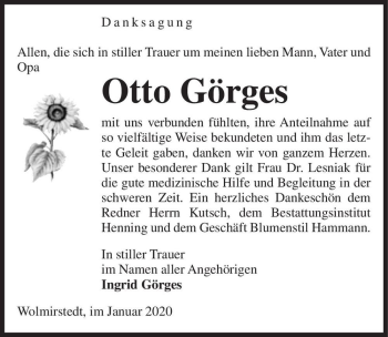 Traueranzeige von Otto Görges  von Magdeburger Volksstimme