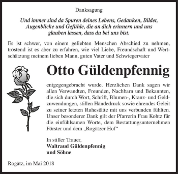 Traueranzeige von Otto Güldenpfennig  von Magdeburger Volksstimme