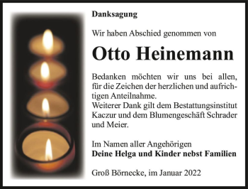 Traueranzeige von Otto Heinemann  von Magdeburger Volksstimme