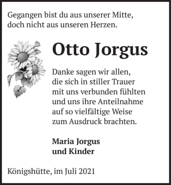 Traueranzeige von Otto Jorgus  von Magdeburger Volksstimme