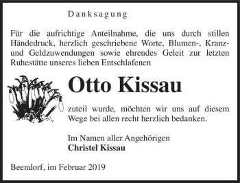 Traueranzeige von Otto Kissau  von Magdeburger Volksstimme