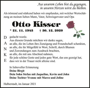 Traueranzeige von Otto Kisser  von Magdeburger Volksstimme