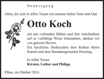 Traueranzeige von Otto Koch  von Magdeburger Volksstimme