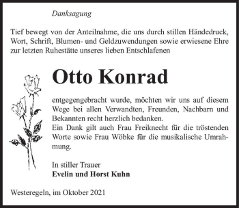 Traueranzeige von Otto Konrad  von Magdeburger Volksstimme
