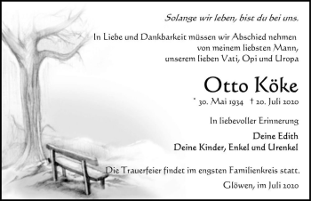 Traueranzeige von Otto Köke  von Magdeburger Volksstimme
