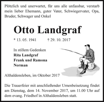 Traueranzeige von Otto Landgraf  von Magdeburger Volksstimme