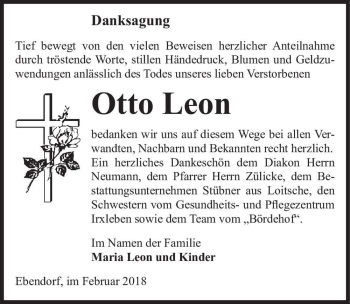 Traueranzeige von Otto Leon  von Magdeburger Volksstimme