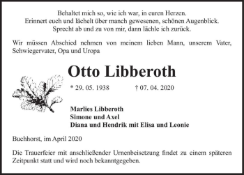 Traueranzeige von Otto Libberoth  von Magdeburger Volksstimme