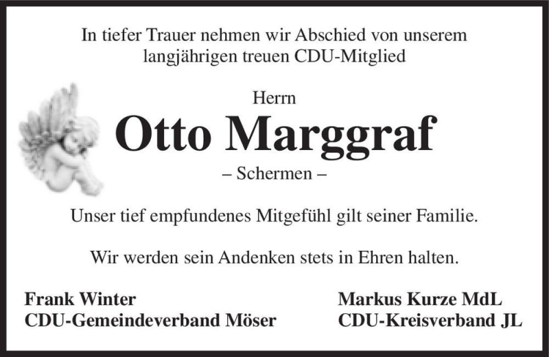  Traueranzeige für Otto Marggraf  vom 06.03.2021 aus Magdeburger Volksstimme