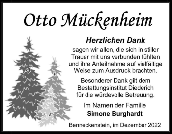 Traueranzeige von Otto Mückenheim  von Magdeburger Volksstimme