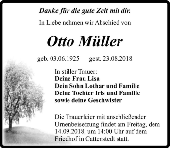 Traueranzeige von Otto Müller  von Magdeburger Volksstimme
