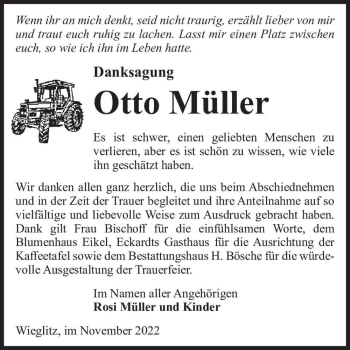 Traueranzeige von Otto Müller  von Magdeburger Volksstimme
