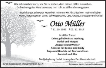 Traueranzeige von Otto Müller  von Magdeburger Volksstimme